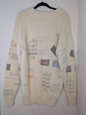 VTG No Label Women's Graphic Sweater L Cozy Soft Plush Oversized Cottagecore